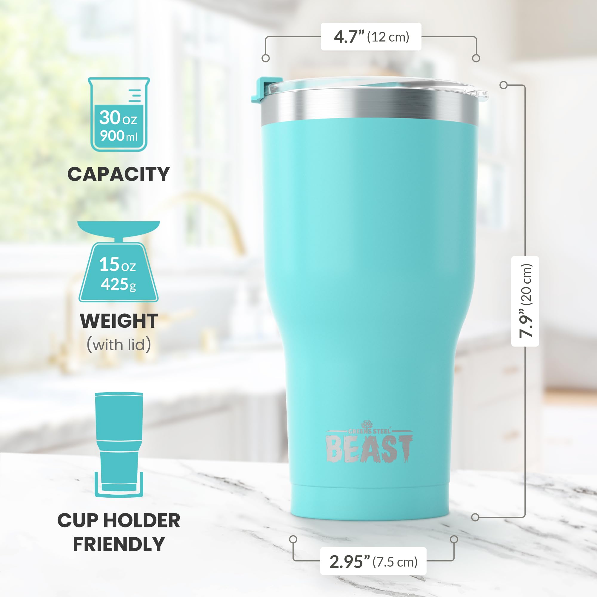 Foto 8 pulgar | Tumbler Greens Steel Beast  Acero Inoxidable  900 Ml  Aislante Al Vacío - Venta Internacional.