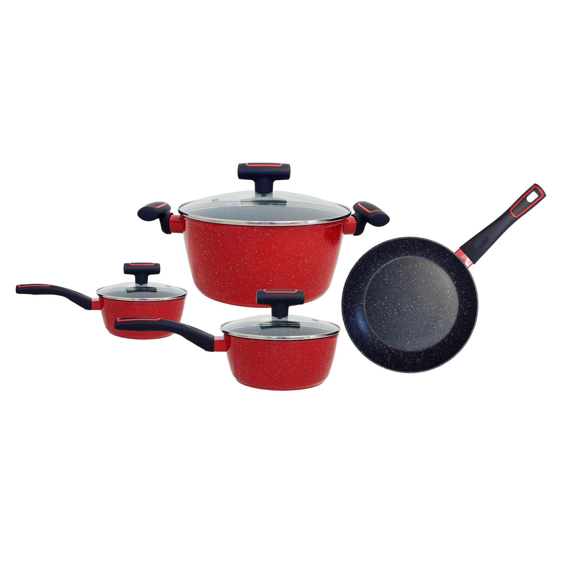 Batería De Cocina Foode Set 7 Piezas Vintage Rojo