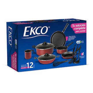 Foto 2 | Batería de Cocina Ekco 12 Piezas con Antiadherente Rojo