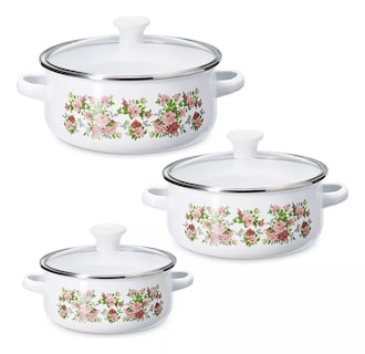 Foto 1 | Juego 3 Ollas Hot Spot Z478 Peltre Tapa Deco 14, 16, 18cm Color Blanco