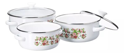 Foto 3 | Juego 3 Ollas Hot Spot Z478 Peltre Tapa Deco 14, 16, 18cm Color Blanco