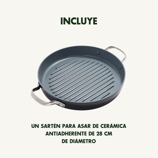 Foto 2 | Sartén para Asar GreenPan Valencia Pro color Gris de Cerámica Antiadherente 28 cm