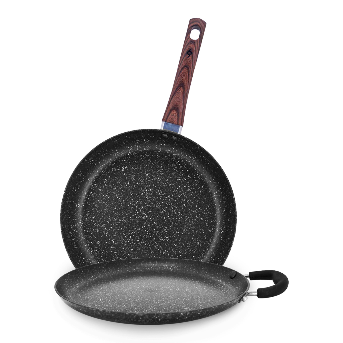 Set Sartén Con Comal 28, 28cm Marble Black Con Antiadherente