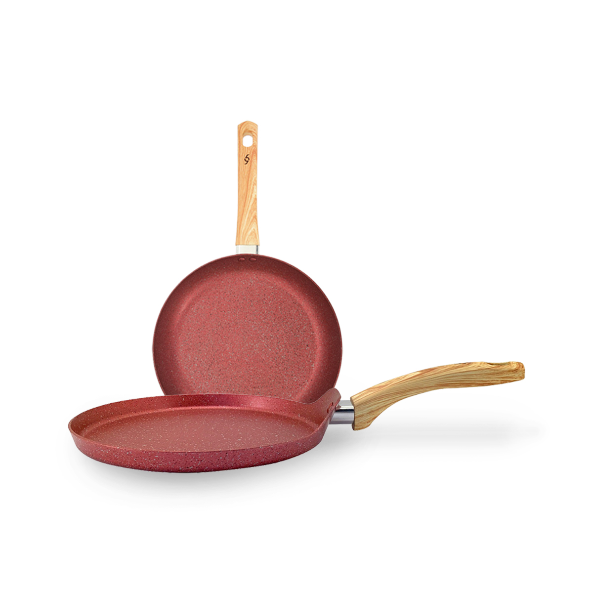 Set Sartén Y Comal Roca Ruby 24 Y 25cm Con Antiadherente