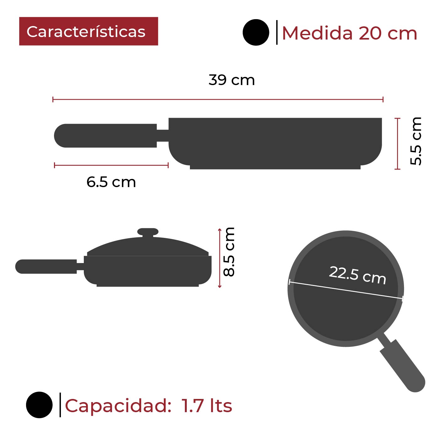 Foto 2 | Sartén RD Royal Cook con Tapa Antiadherente Cubierta de Granito Mango Tipo Madera