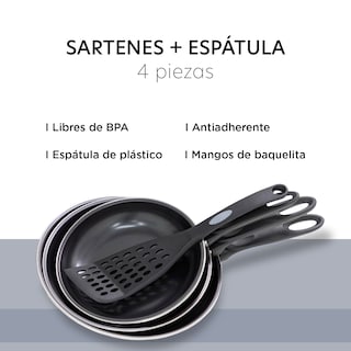 Foto 3 | Juego De Sartenes Antiadherente 4 Pzas 20/23/26cm + Espátula