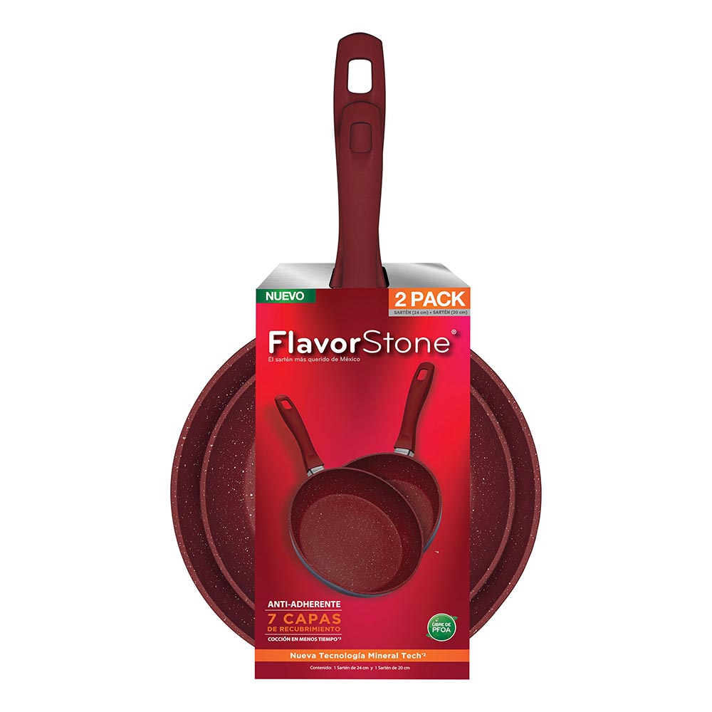 Foto 4 pulgar | Juego De Sartenes Antiadherentes Flavorstone Set 20 Y 24cm Color Rojo