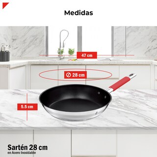 Foto 4 | Bogner Sartén De Acero Inoxidable De 28cm Antiadherente Bfp28