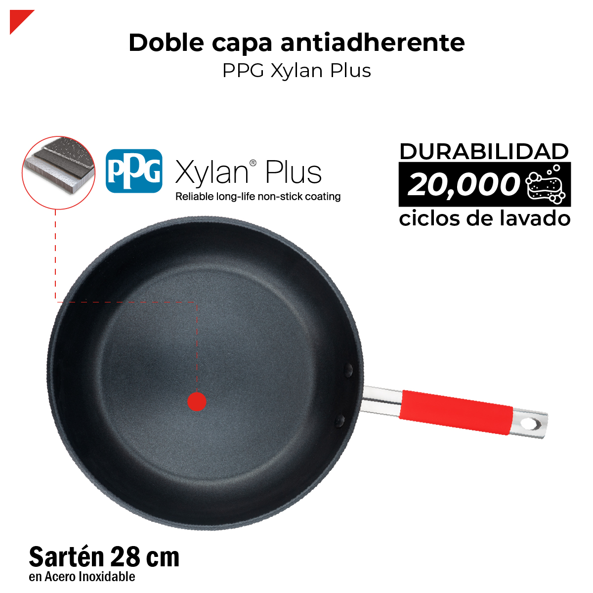 Foto 7 pulgar | Bogner Sartén De Acero Inoxidable De 28cm Antiadherente Bfp28
