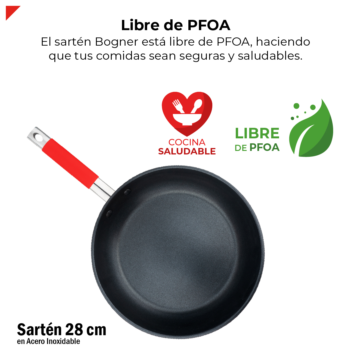 Foto 7 | Bogner Sartén De Acero Inoxidable De 28cm Antiadherente Bfp28