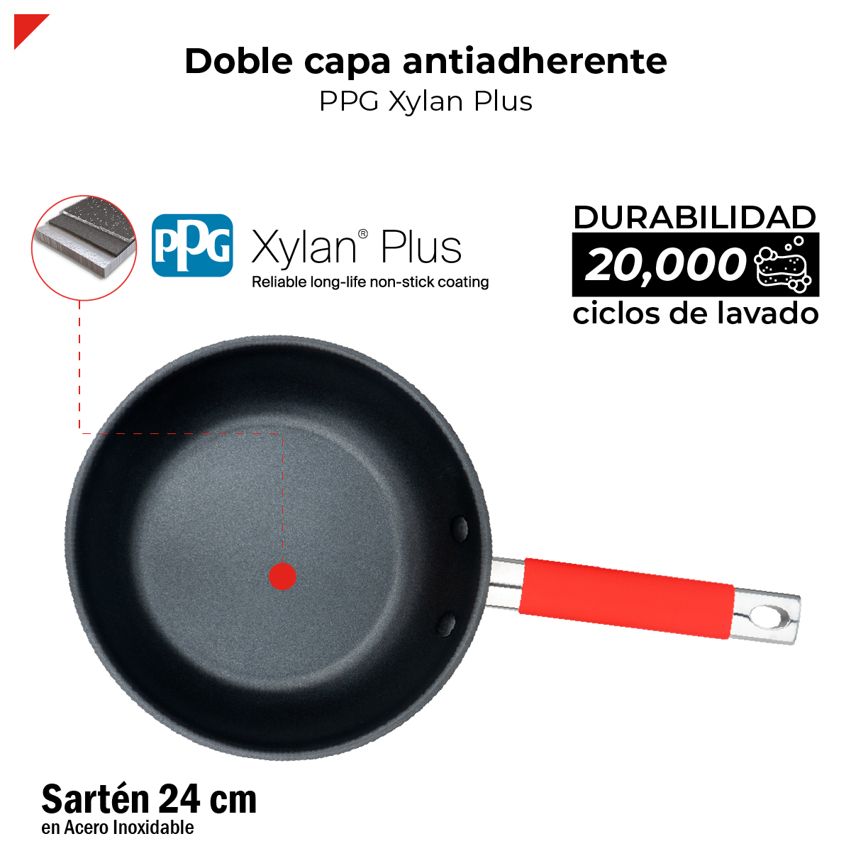 Foto 7 pulgar | Bogner Sartén De Acero Inoxidable De 24cm Antiadherente Bfp24