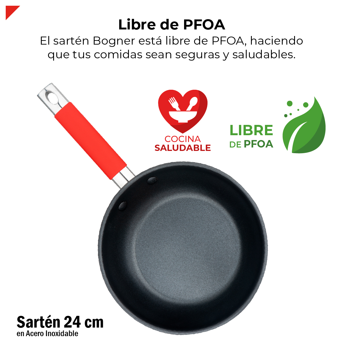 Foto 7 | Bogner Sartén De Acero Inoxidable De 24cm Antiadherente Bfp24