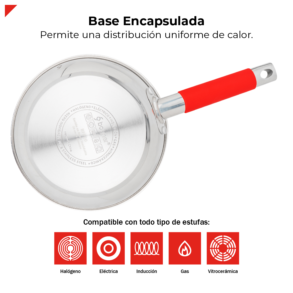 Foto 6 pulgar | Bogner Sartén De Acero Inoxidable De 20cm Antiadherente Bfp20