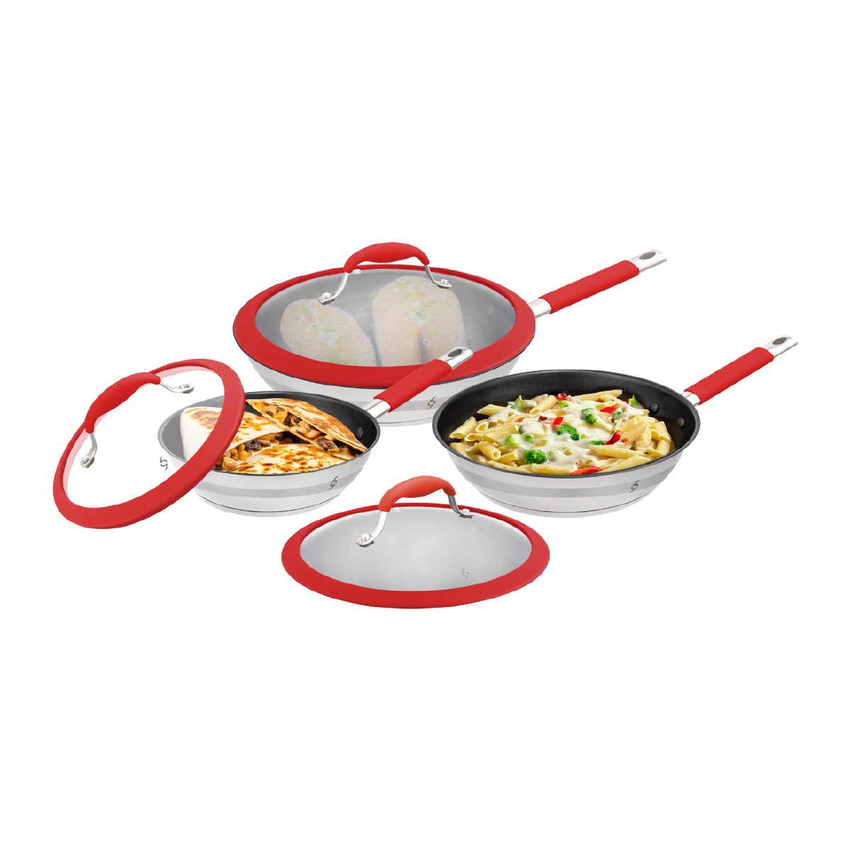 Bogner Set De 3 Sartenes De Acero Inoxidable Con Recubrimiento Antiadherente Bfpr06