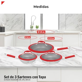 Foto 4 | Bogner Set De 3 Sartenes De Acero Inoxidable Con Recubrimiento Antiadherente Bfpr06