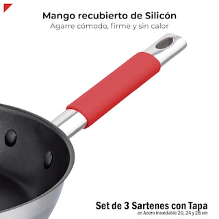 Foto 8 | Bogner Set De 3 Sartenes De Acero Inoxidable Con Recubrimiento Antiadherente Bfpr06