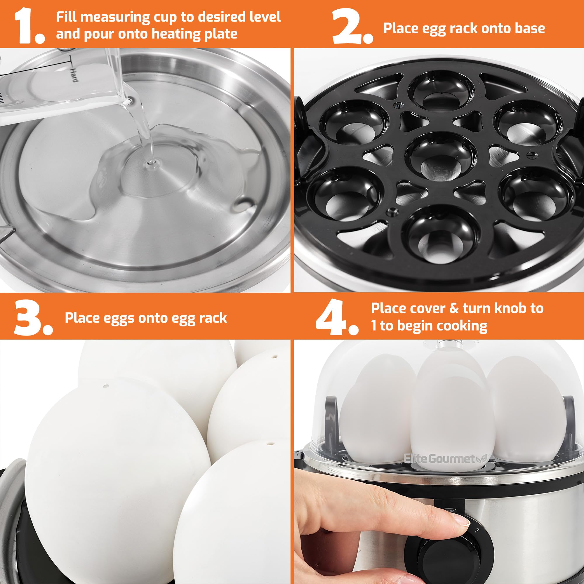 Foto 3 | Cocedor de Huevos Eléctrico Elite Gourmet Egc724ss con Capacidad para 7 Huevos - Venta Internacional