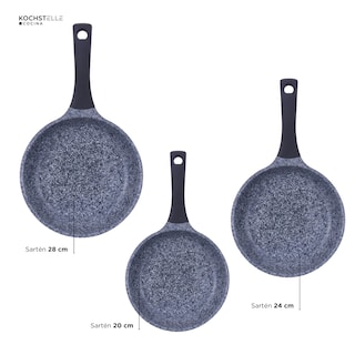 Foto 8 | KOCHSTELLE Set de Sartenes de Granito Color Negro Antiadherente de 3 piezas