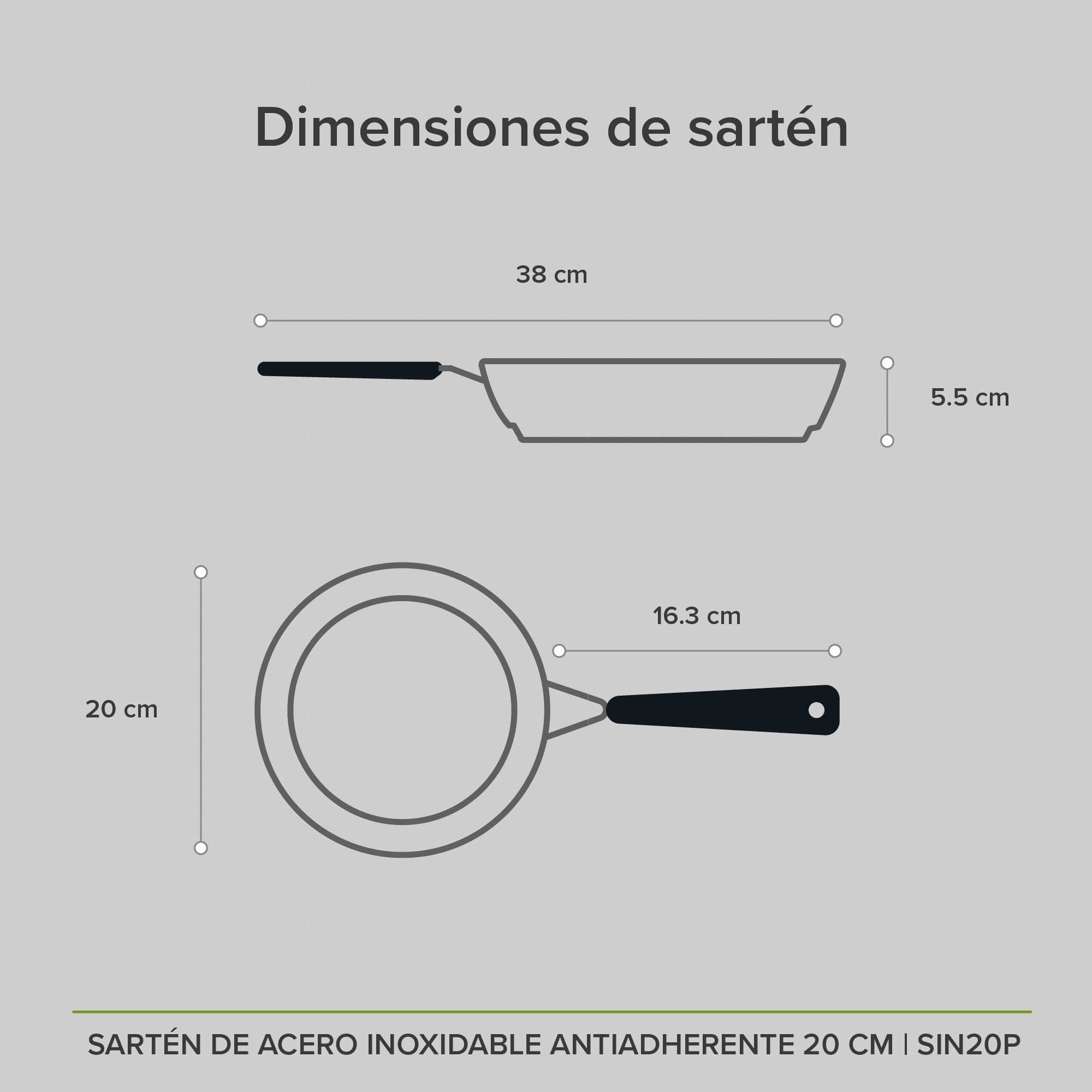 Foto 8 | Sartén de Inducción Antiadherente 20 cm Avera Acero Inoxidable SIN20P