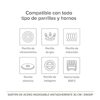 Foto 5 | Sartén de Inducción Antiadherente 30 cm Avera Acero Inoxidable SIN30P
