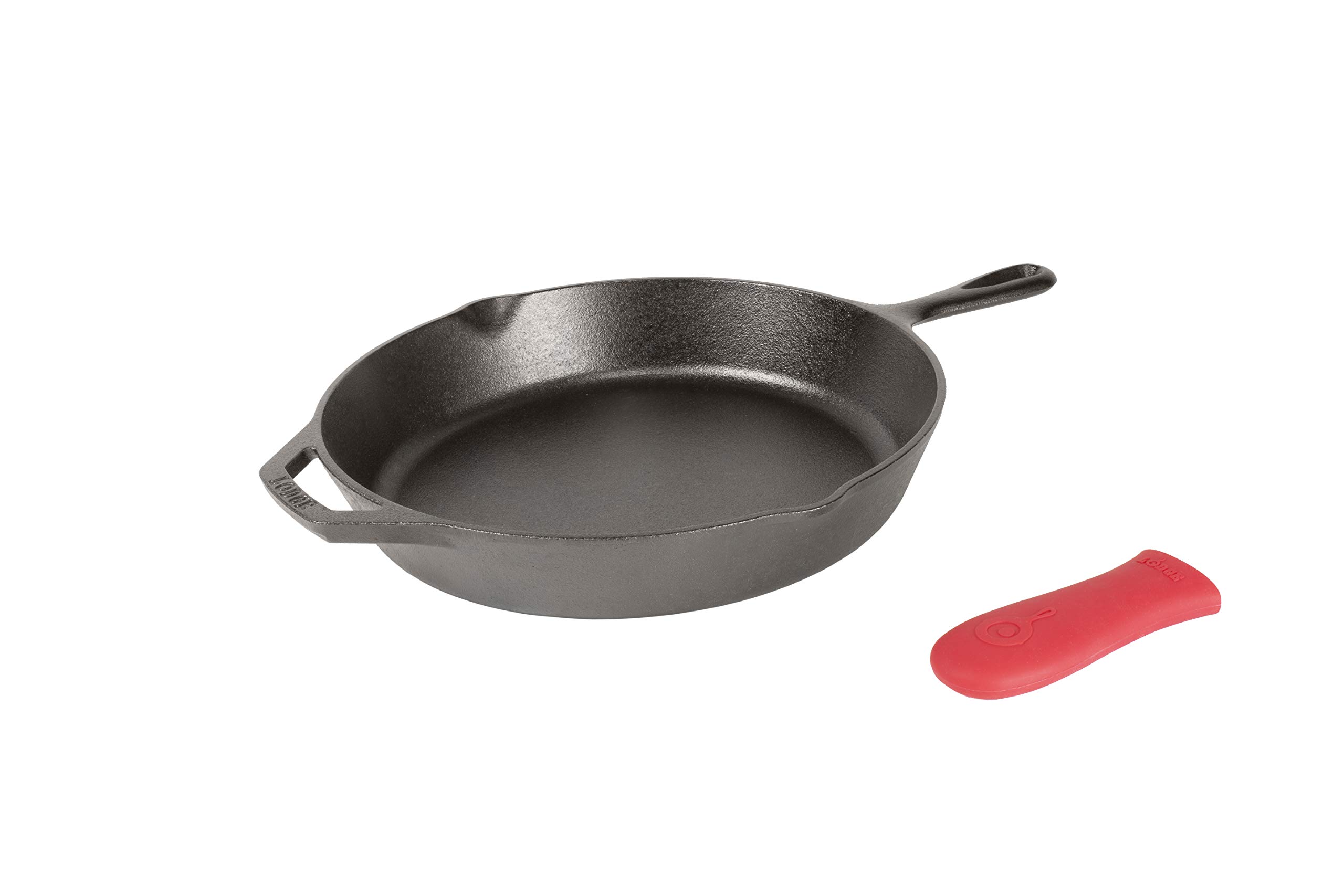 Venta Internacional - Hierro Fundido Skillet Lodge De 12 Pulgadas Con Soporte De Mango De Silicona