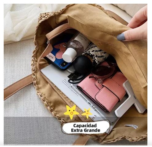 Foto 3 | Bolso De Paja Multifuncional Para Mujer
