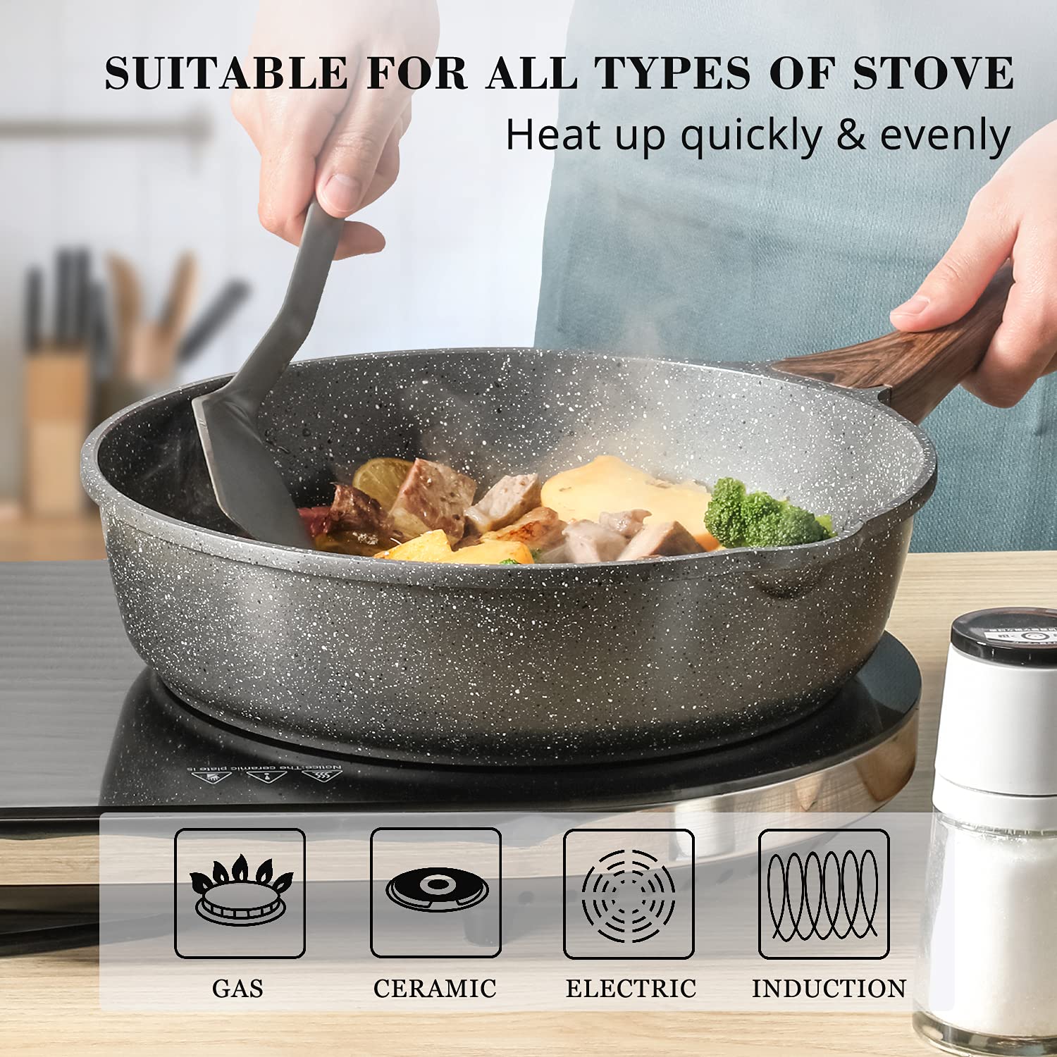 Foto 4 pulgar | Sartén Sensarte Antiadherente Profunda con Tapa de Inducción - Venta Internacional