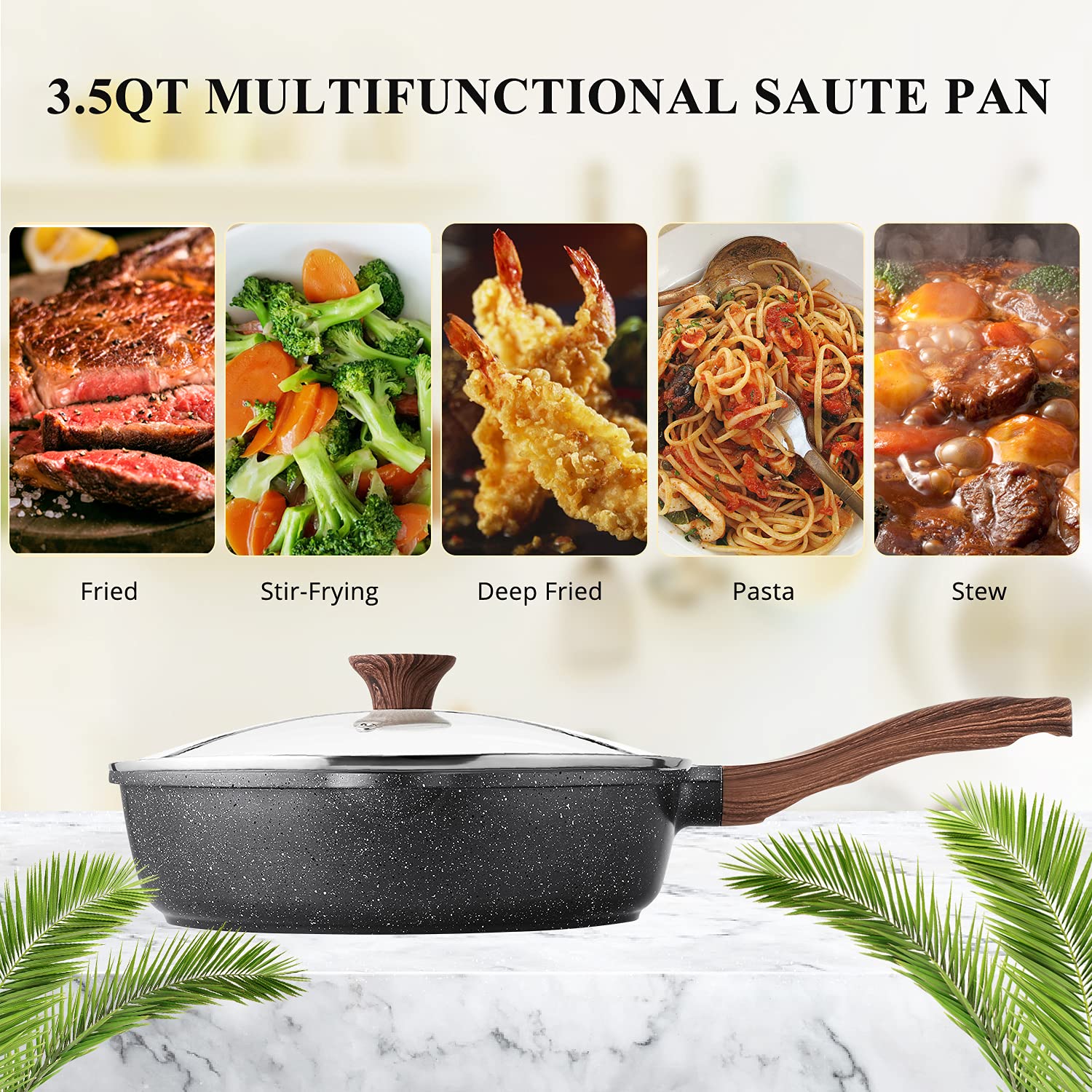 Foto 7 pulgar | Sartén Sensarte Antiadherente Profunda con Tapa de Inducción - Venta Internacional