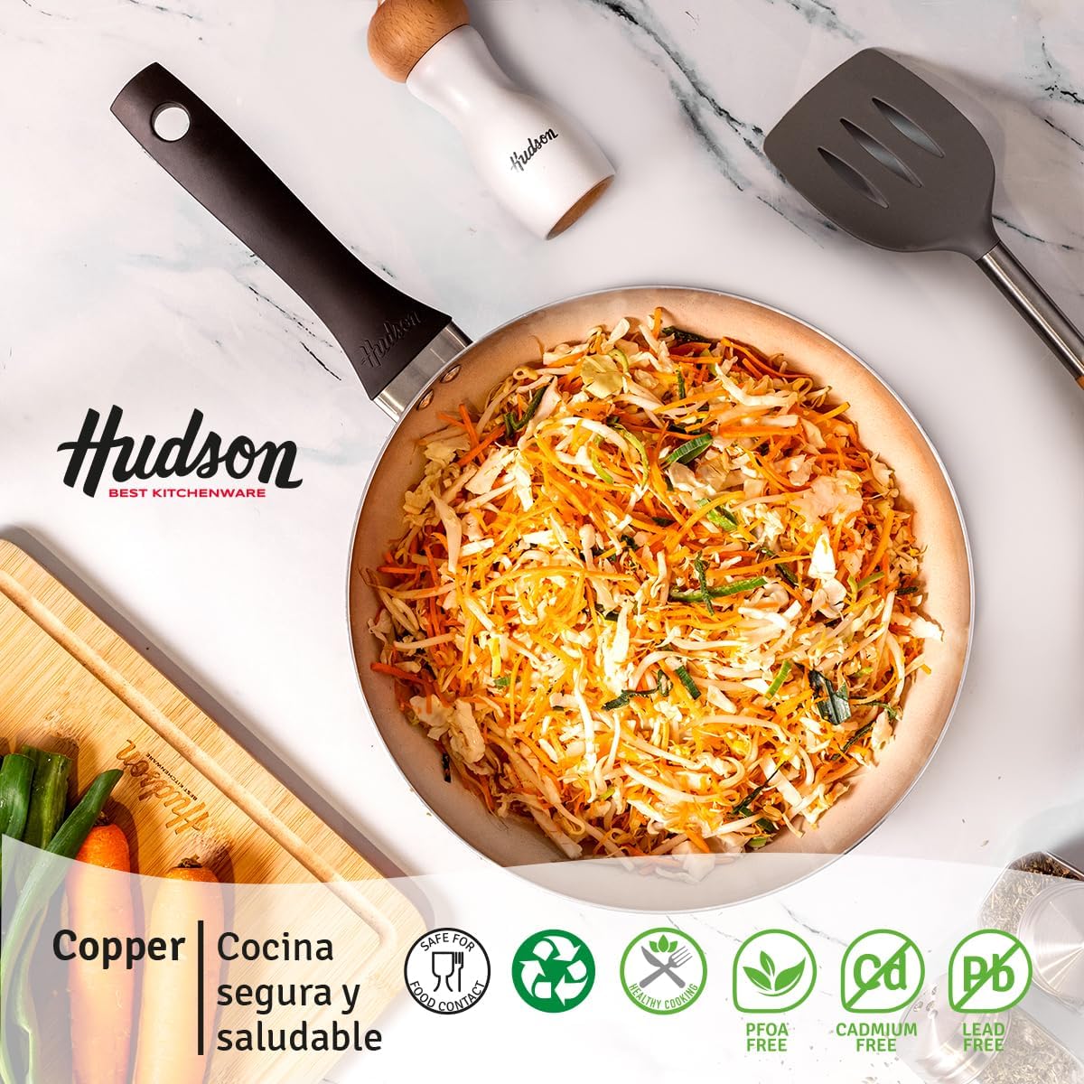 Foto 7 | Sartén Hudson 20 cm Aluminio Espesor 2 mm 3 Capas Antiadherente Cerámico color Cobre