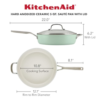 Foto 2 | Sartén Kitchenaid De Cerámica Anodizada Dura Antiadherente De 5 Litros Con Tapa - Venta Internacional.