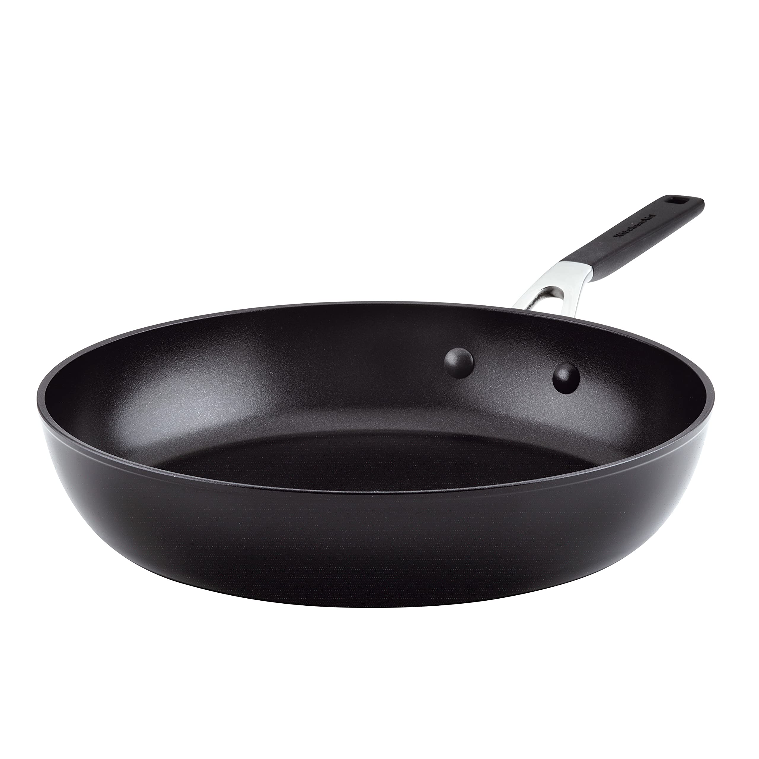 Sartén Kitchenaid, Dura, Anodizada, Antiadherente, 31 Cm, Color Negro Ónice - Venta Internacional.