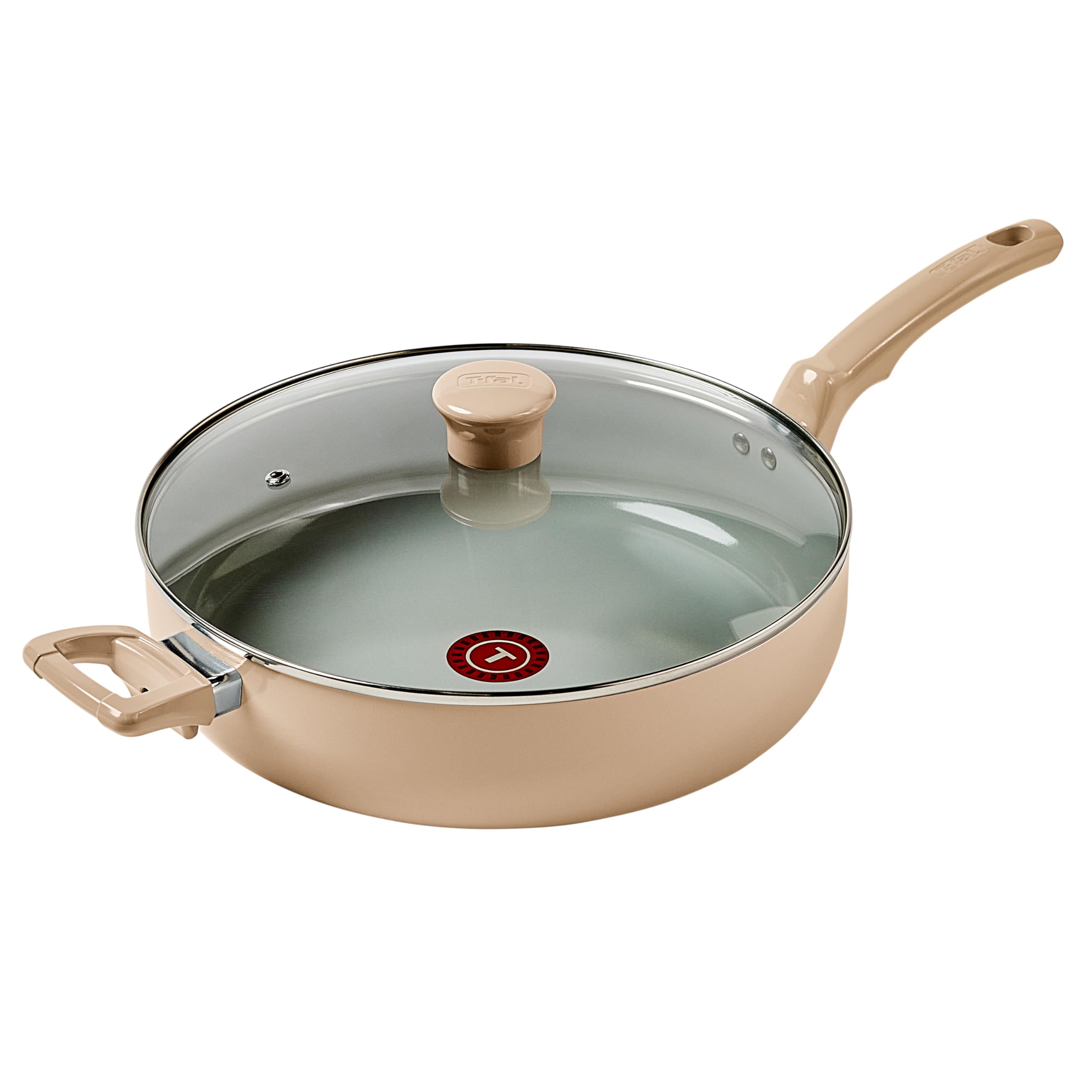 Olla Gigante De Cerámica Cookware T-fal Refresh Con Tapa, 5 Litros, Color Arena D - Venta Internacional.