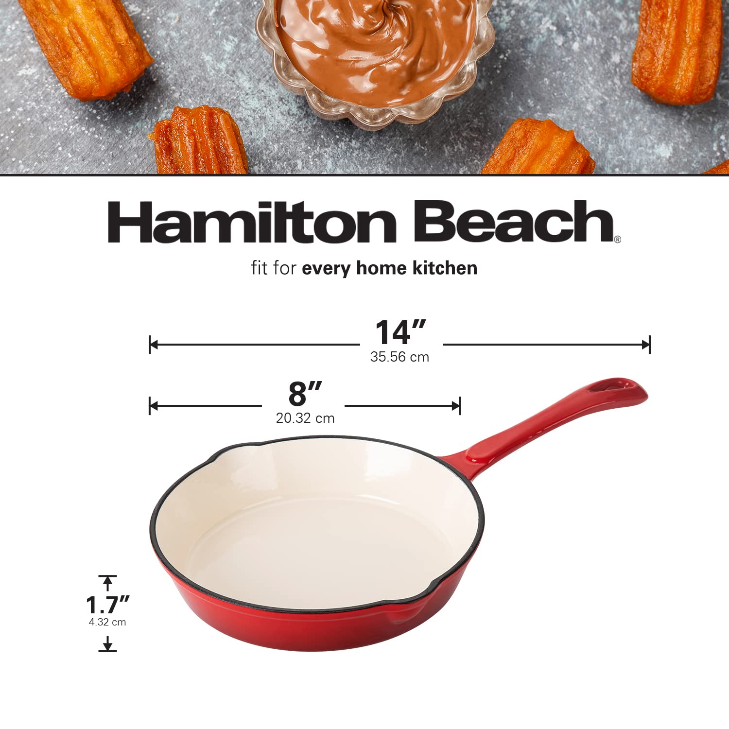 Foto 6 | Sartén Hamilton Beach De Hierro Fundido Esmaltado, 20 Cm, Color Rojo - Venta Internacional.