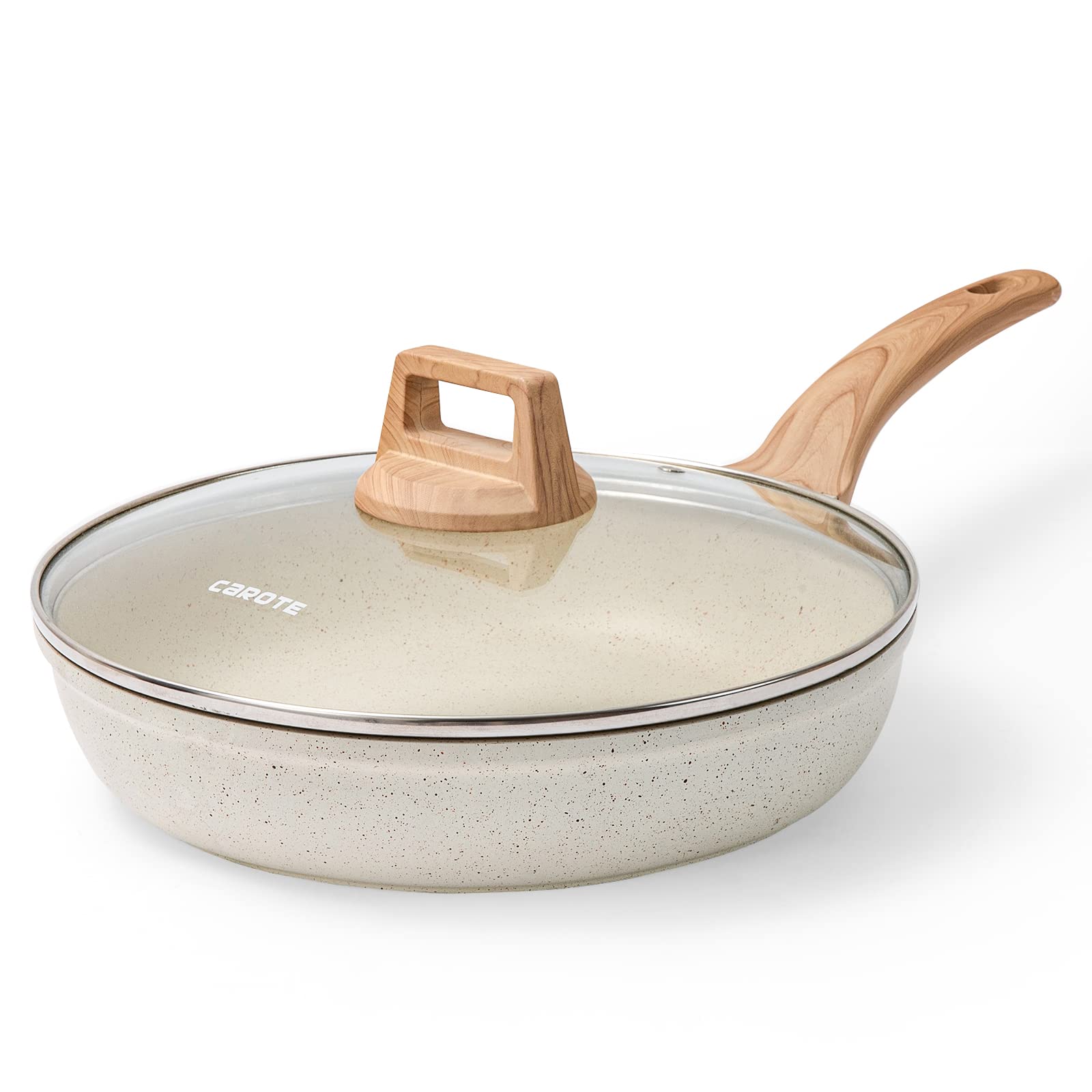 Sartén Carote Blanca Antiadherente De 26 Cm Con Tapa De Cristal Sin Pfoa - Venta Internacional. $813