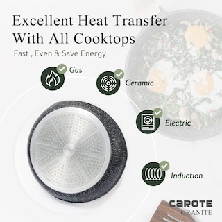 Foto 5 | Sartén Carote De Granito Antiadherente Con Tapa De Cristal De 26 Cm - Venta Internacional.