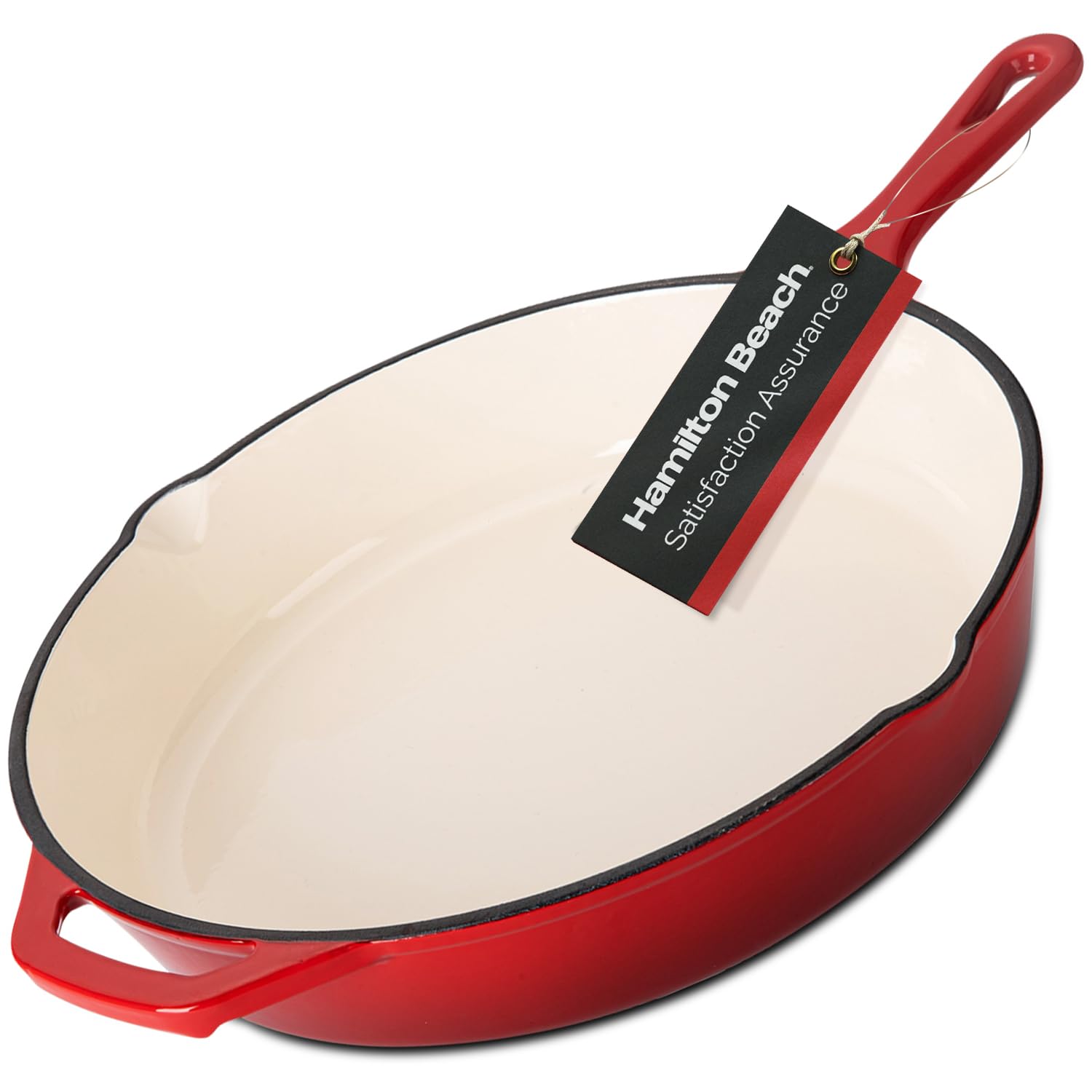 Sartén Hamilton Beach De Hierro Fundido Esmaltado, 30 Cm, Color Rojo Crema - Venta Internacional.