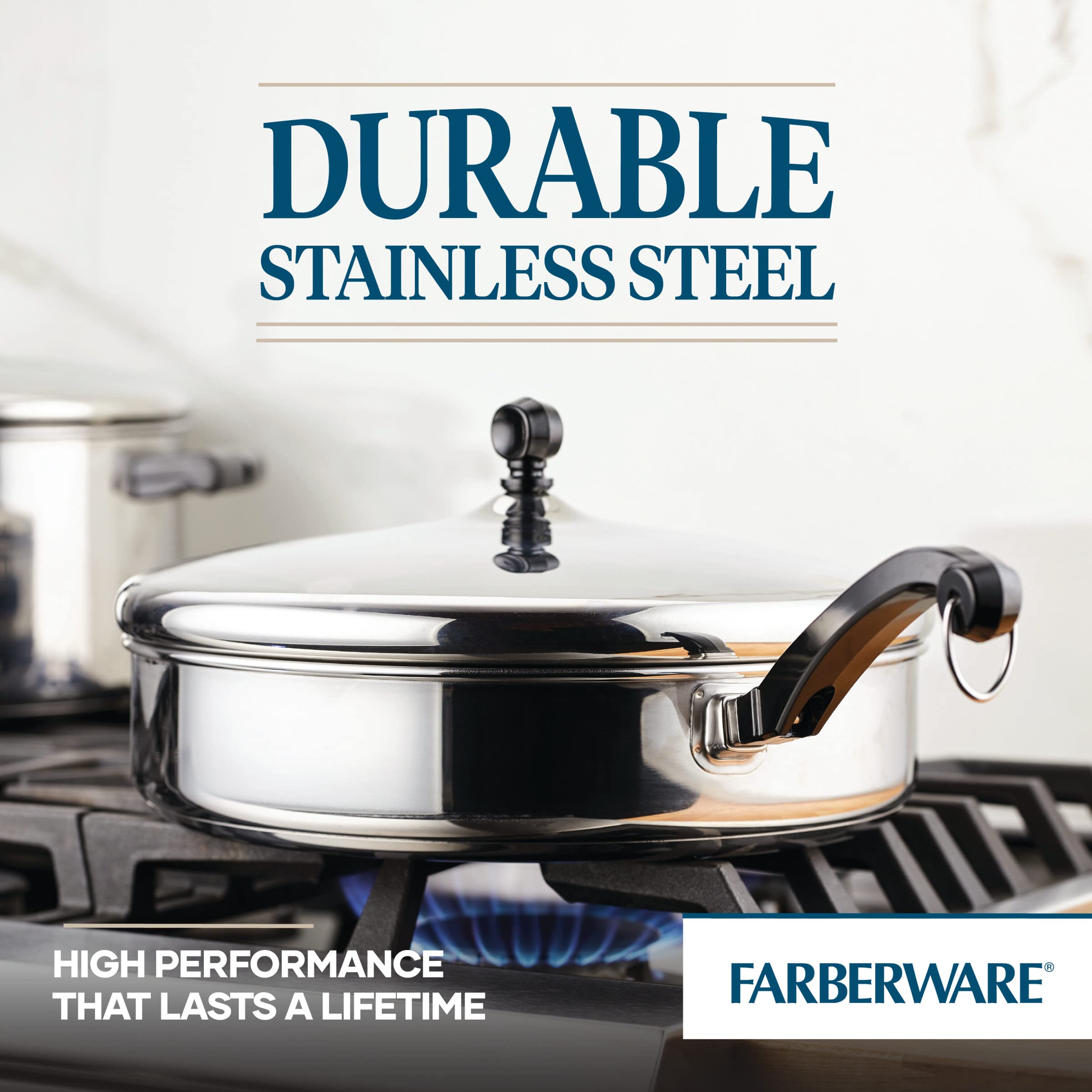 Foto 6 | Sartén Farberware Classic De 4,5 L Con Tapa De Acero Inoxidable - Venta Internacional.