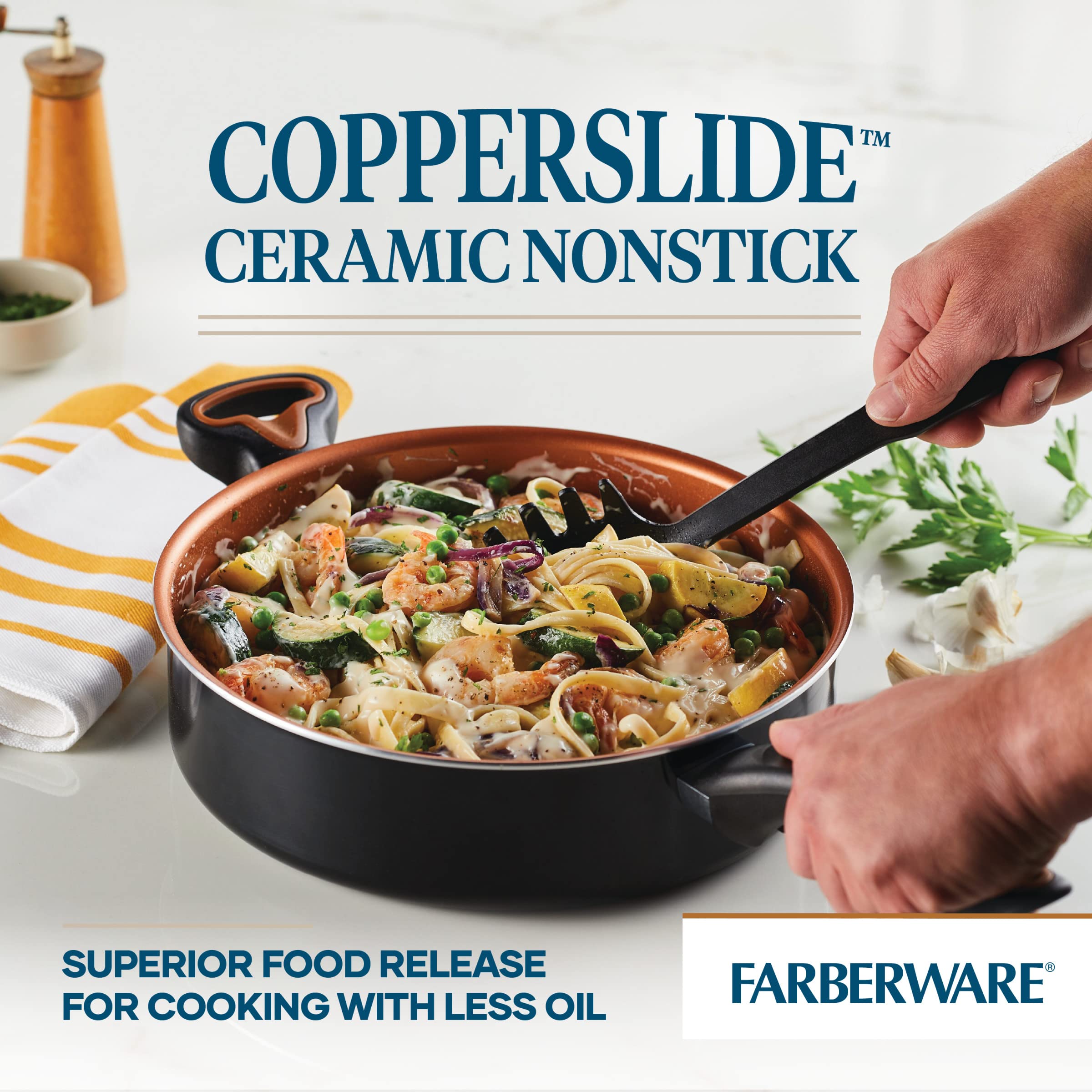Foto 3 pulgar | Sartén Farberware Glide de Cerámica Antiadherente de 4l con Tapa Negra - Venta Internacional