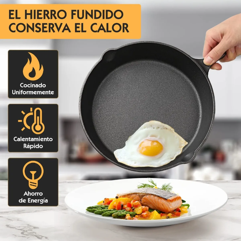Foto 5 pulgar | Sarten Xtellar 4pz De Hierro Fundido Antiadherente Color Negro