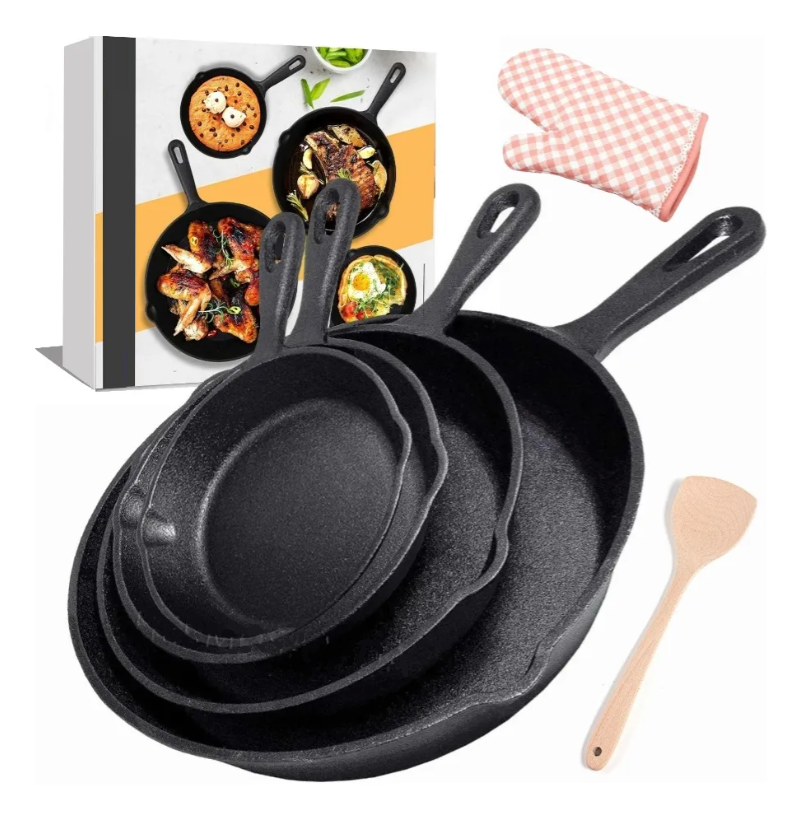 Set 4pcs De Sartenes Xtellar De Hierro De Color Negro