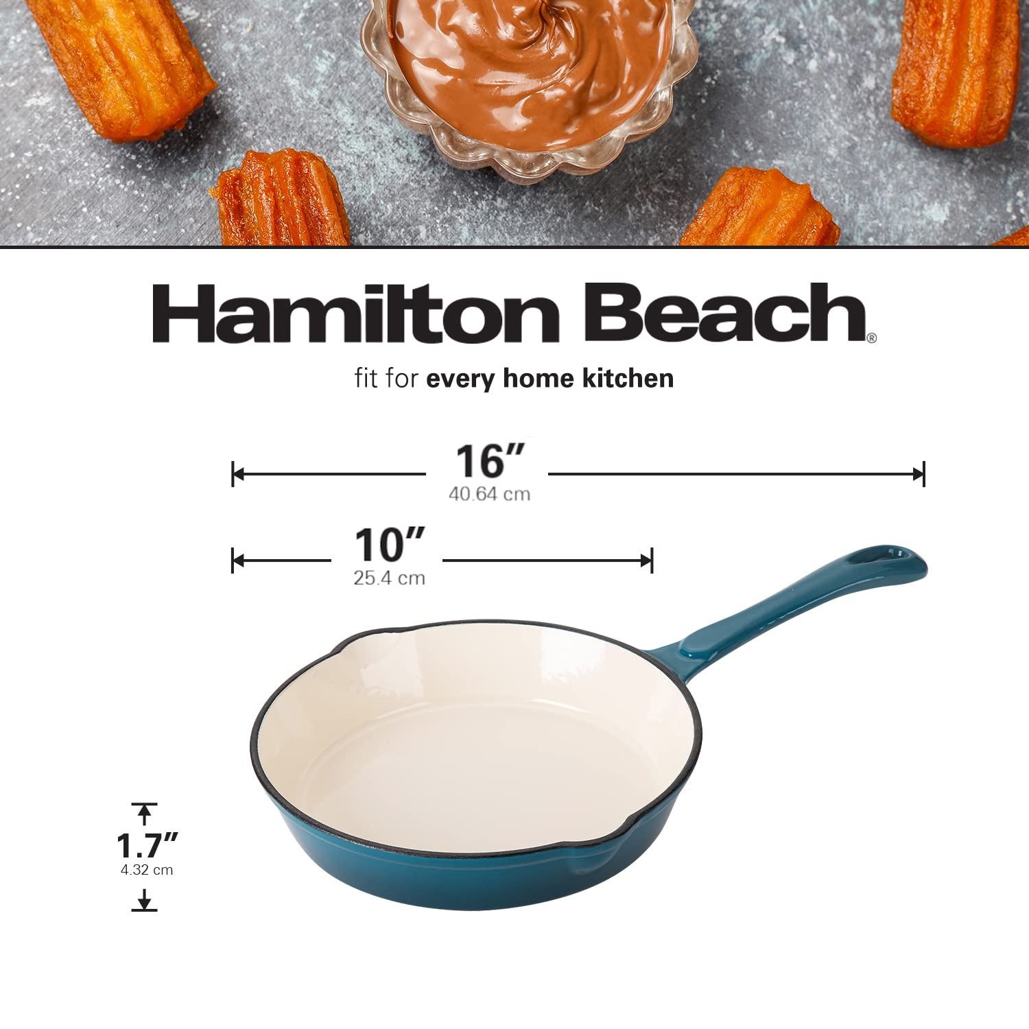 Foto 6 | Sartén Hamilton Beach De Hierro Fundido Esmaltado, 25 Cm, Color Azul Marino - Venta Internacional.