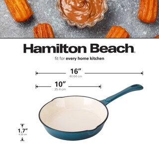 Foto 6 | Sartén Hamilton Beach De Hierro Fundido Esmaltado, 25 Cm, Color Azul Marino - Venta Internacional.