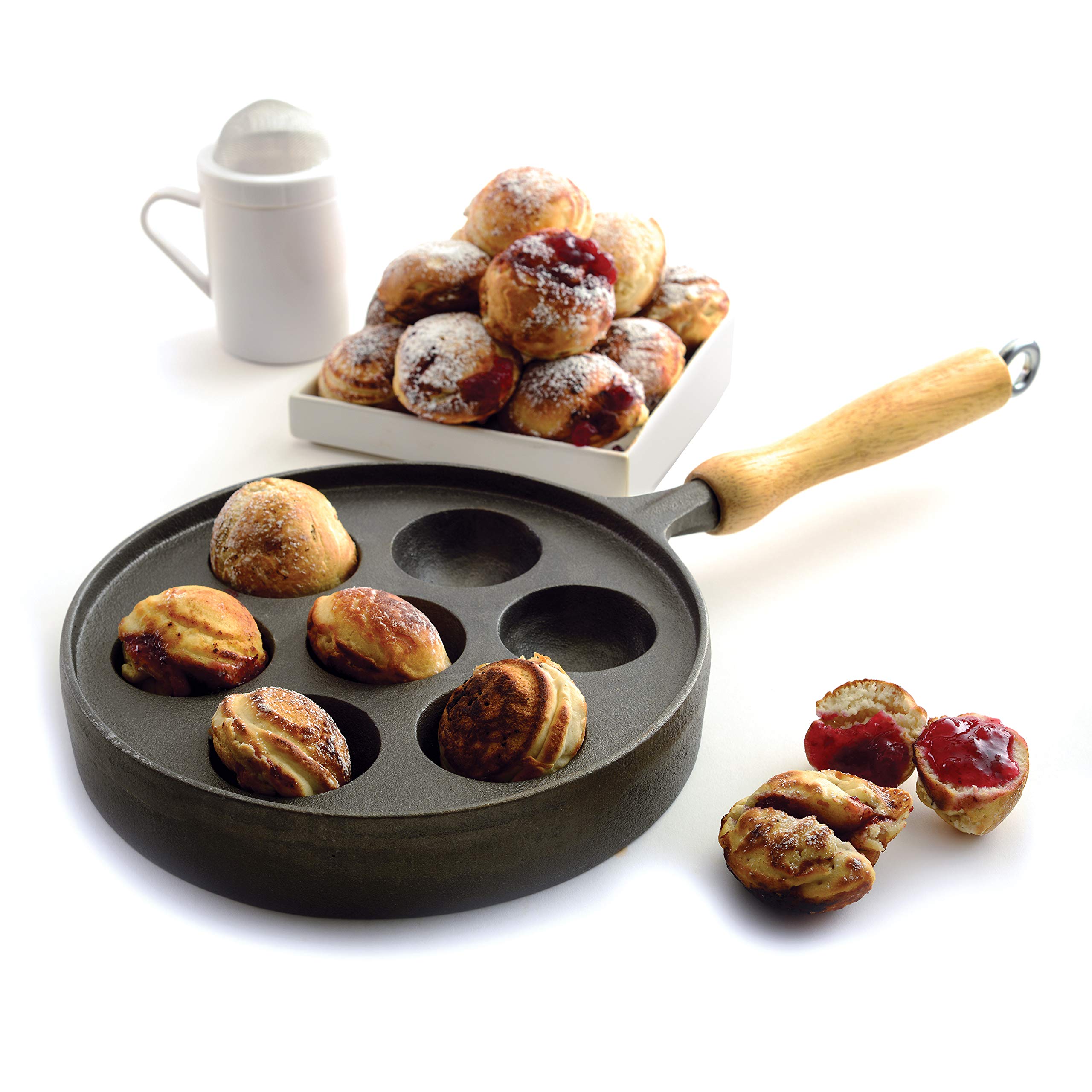 Foto 5 pulgar | Sartén Aebleskiver Norpro Deluxe Munk De 21 Cm Con Mango De Madera - Venta Internacional.