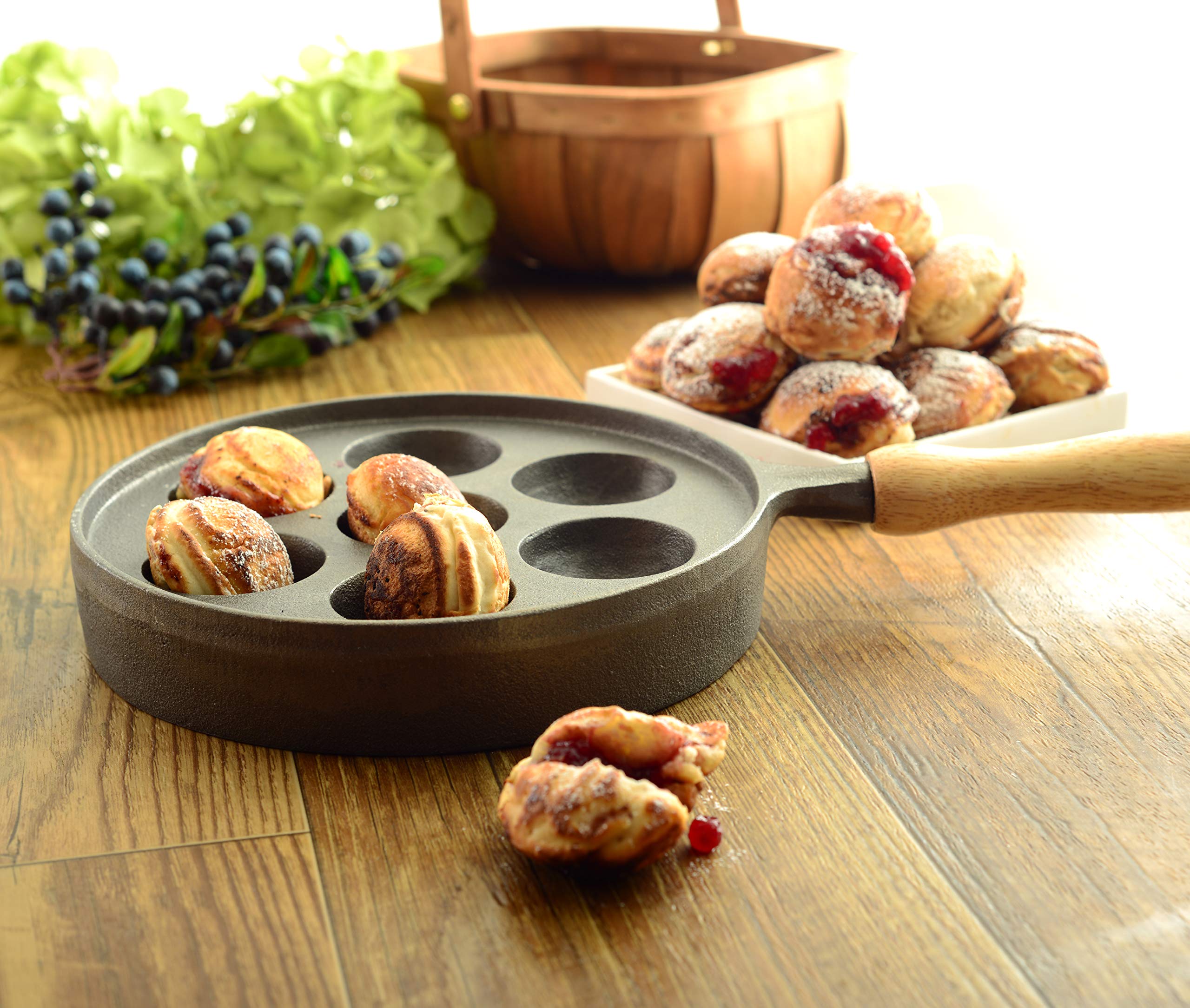 Foto 7 pulgar | Sartén Aebleskiver Norpro Deluxe Munk De 21 Cm Con Mango De Madera - Venta Internacional.