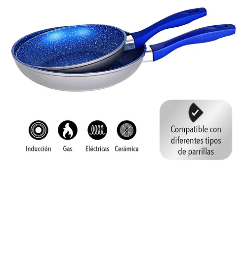 Foto 4 | Xtellar Juego De Sartenes De Zafiro Antiadherentes De 20 Y 24 Cms Para Una Cocina Saludable