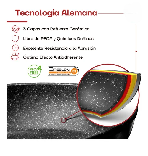 Foto 4 | Sartén Xtellar Antiadherente De Lujo Con Revestimiento Aleman De Piedra Ultrachef