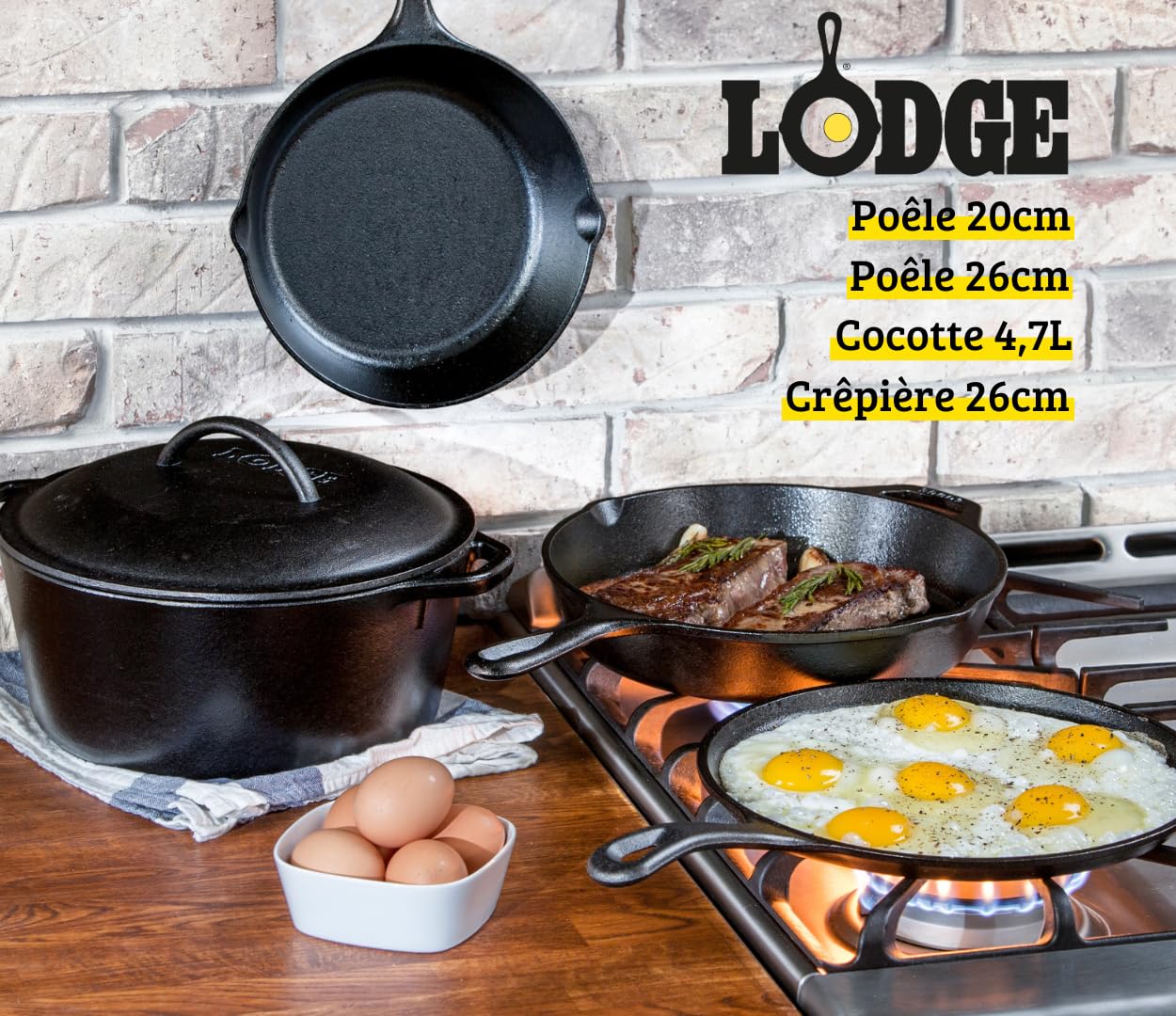 Foto 2 | Juego De Utensilios De Cocina Lodge Seasoned, Hierro Fundido, Paquete De 5 Piezas - Venta Internacional.