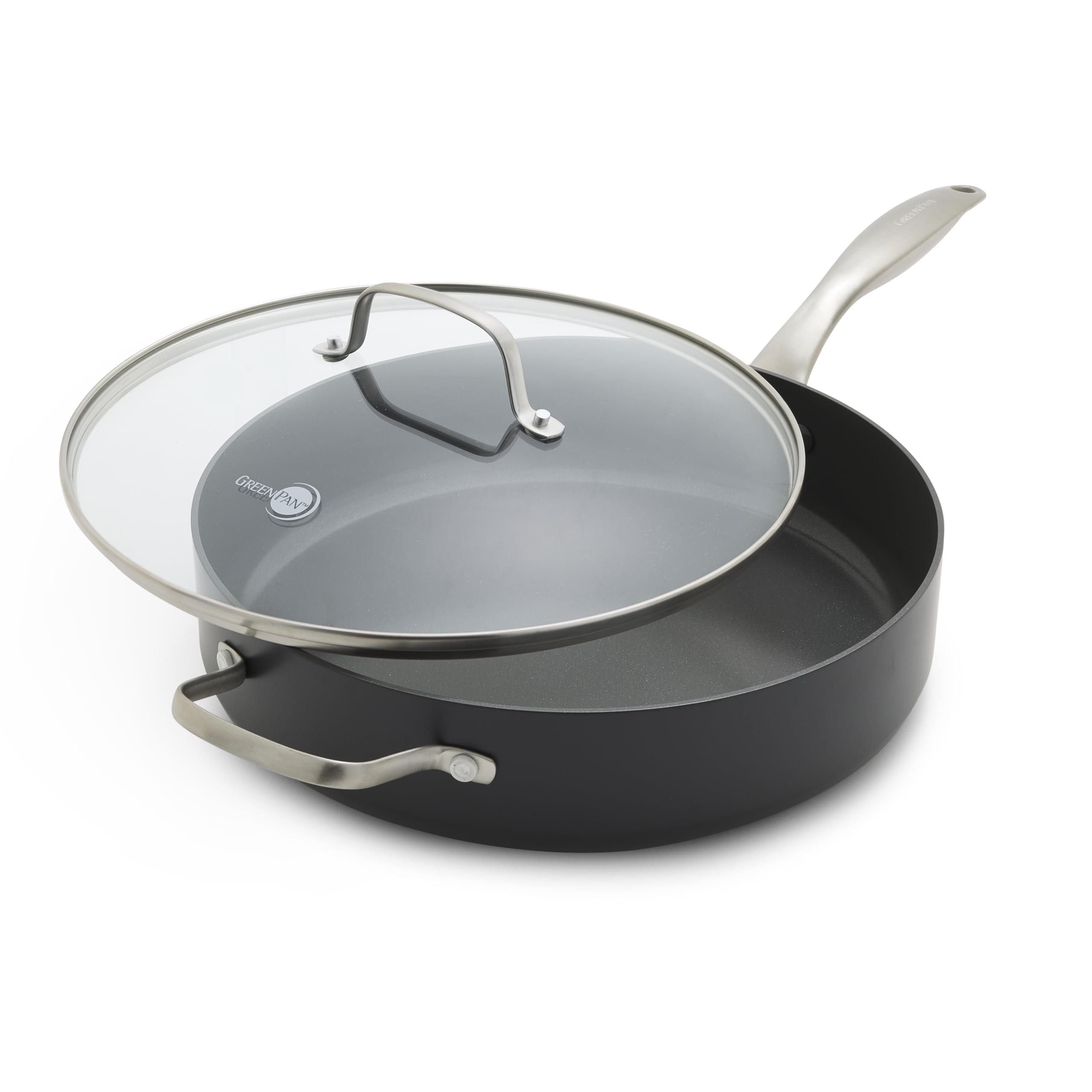 Sartén Greenpan Canterbury De Cerámica Anodizada Dura De 5 Cuartos De Galón, Color Negro - Venta Internacional.