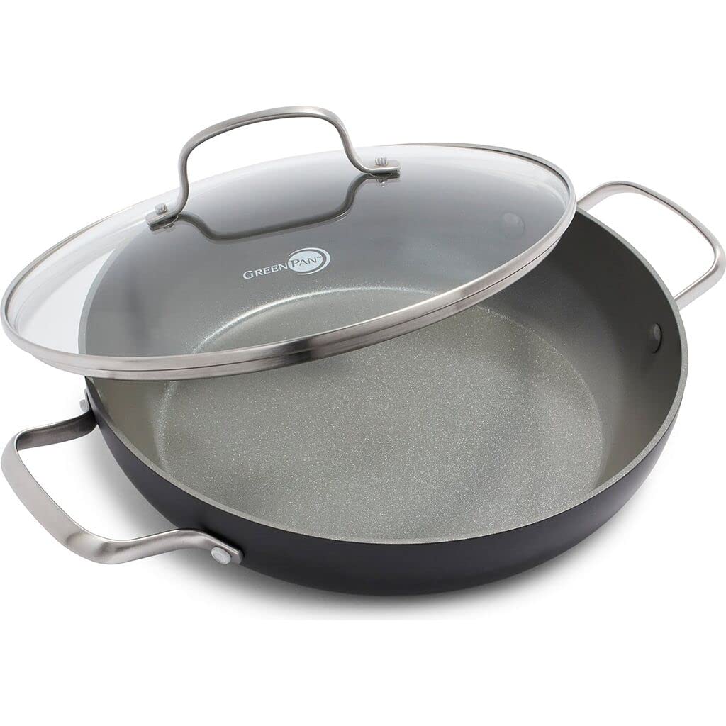 Sartén Greenpan Chatham Dura Anodizada Saludable De 28 Cm, Color Gris - Venta Internacional.