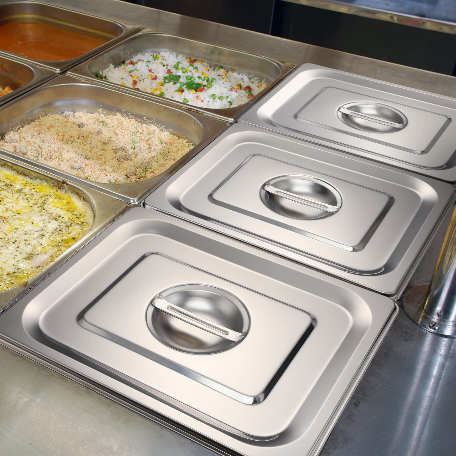 Foto 7 | Tapas Para Sartenes De Mesa Steam, 1/2 Tamaño, De Acero Inoxidable (paquete De 8) - Venta Internacional.